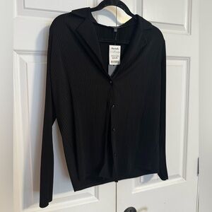 Adrianna Papell Black Ribbed Top